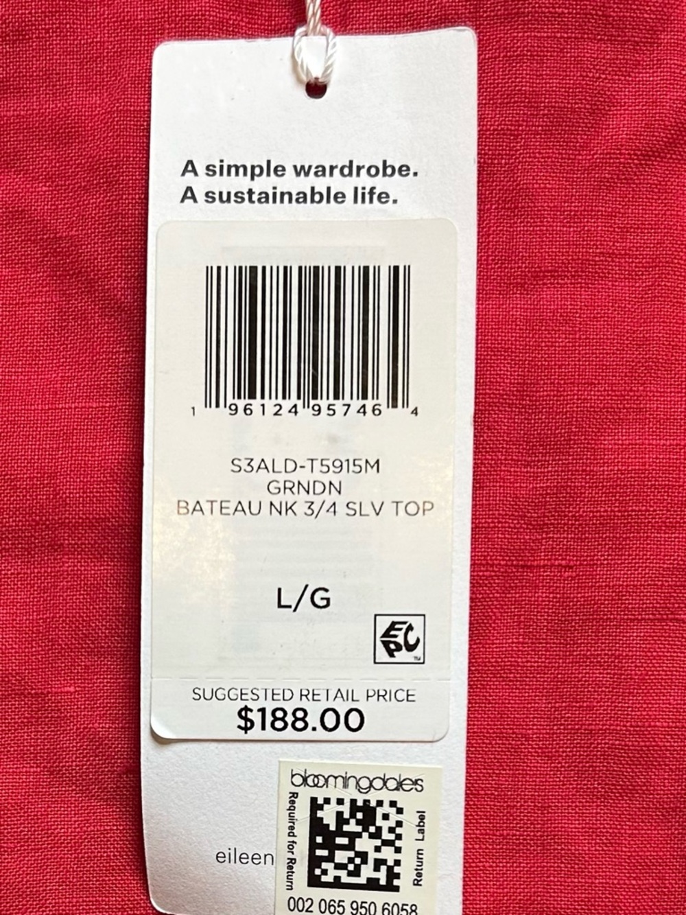 Eileen Fisher garment-Dyed Handkerchief Linen Drawstring Top - Picture 7 of 7